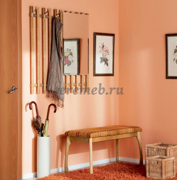 Скамья для прихожей Мягкая, Материалы: Дерево; ППУ; Ткань; Экокожа, Цвета каркаса: Снег, Лак, Орех, Венге, Цвета обивки: По каталогу