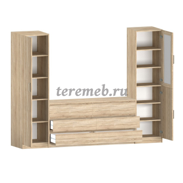 Стенка Лотос вариант 3, Артикул СМ-2762, Размеры (ДхГхВ): По модульно