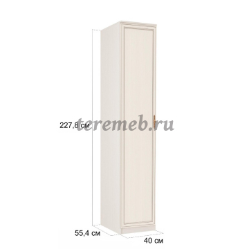 Шкаф 1-дверный Габриэлла 06.25 (вудлайн кремовый/сандал белый), Артикул ШР-2795, Размеры (ДхГхВ): 400 х 554 х 2278 мм