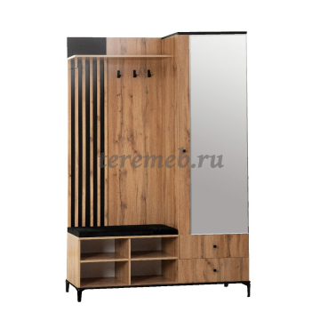 Прихожая Либерти 51.22 (дуб вотан/чёрный) - фото товара, ракурс 1