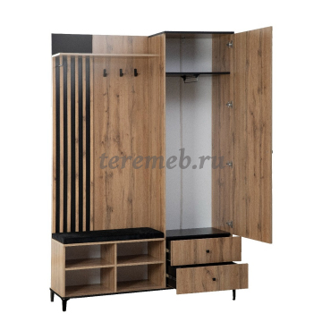 Прихожая Либерти 51.22 (дуб вотан/чёрный), цена 18000 руб. - фото товара, ракурс 2