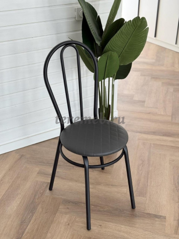 Стул Венский-ромб (чёрный), Материалы: Металл; ППУ; Кожзам, Цвет каркаса: Чёрный, Цвета обивки: Белый, Ванильный, Светло-серый, Темно-серый, Тёмно-коричневый, Чёрный