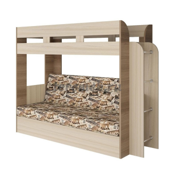 Кровать-диван Карамель 75 (ясень шимо тёмный/ясень шимо светлый/ткань латте) - фото товара, ракурс 1