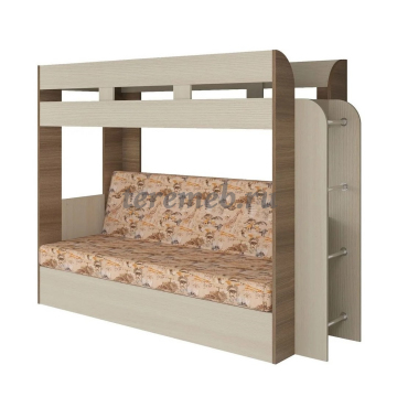 Кровать-диван Карамель 75 (ясень шимо тёмный/ясень шимо светлый/ткань саванна) - фото товара, ракурс 1