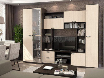 Стенка Аллегро вариант 6 ЛДСП (венге/дуб белфорт) - фото товара, ракурс 1