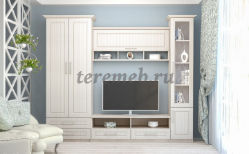 Стенка Аллегро-9 МДФ (гравировка) с карнизами - фото товара, ракурс 1