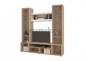 Стенка Анталия-2 со шкафом (дуб сонома/белый), цена 36850 руб. - фото товара, ракурс 2