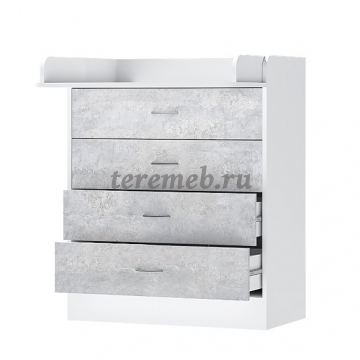Комод Бриз ЛДСП с пеленальным столиком (белый/цемент светлый) - фото товара, ракурс 1