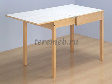 Стол обеденный Раскладной с выдвижным подстольем, Материалы: Дерево; ЛДСП; Постформинг, Цвет каркаса: Снег, Лак, Орех, Венге, Цвет столешницы: Мрамор, Бук, Вишня, Венге