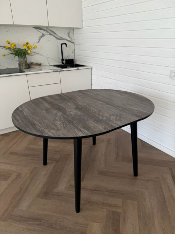 Стол обеденный раздвижной Универсальный круглый (чёрный/сосна пасадена) - фото товара, ракурс 1