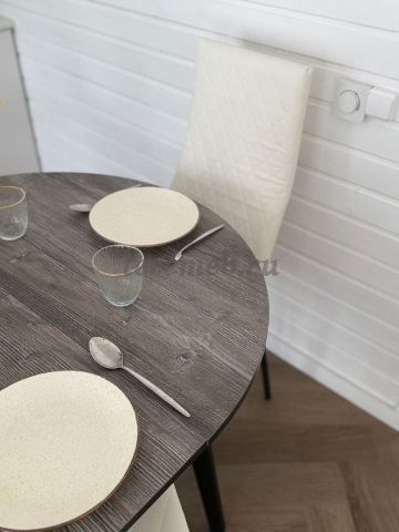 Стол обеденный раздвижной Универсальный круглый (чёрный/сосна пасадена), Производитель: Долорес, Страна: Россия