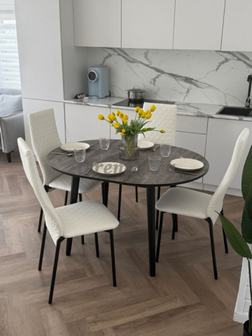 Стол обеденный раздвижной Универсальный круглый (чёрный/сосна пасадена) - фото товара, ракурс 4