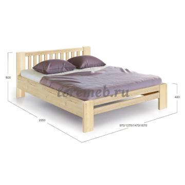 Кровать 1,4 Массив, Артикул 4200323, Размеры (ДхГхВ): 2050 х 1470 х 800 мм, спальное место:, 1400 х 2000 мм