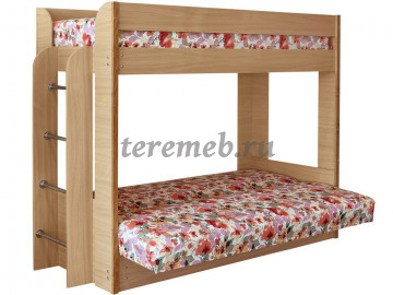 Диван-кровать двухъярусная Элегия, Материалы: ЛДСП; ПВХ; ДВП; ППУ;, Ткань; Металл; Дерево, Цвета каркаса: Ясень шимо светлый, Дуб сонома, Венге, Цвета обивки: По каталогу