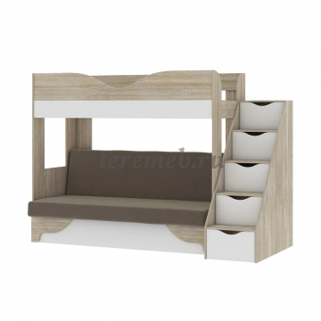 Двухъярусная диван-кровать Латте 77-01 (дуб сонома/аляска/коричневый) - фото товара, ракурс 1