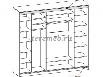 Шкаф-купе Ш-КФ 24 450 вариант В, Материалы: ЛДСП; ПВХ; ДВП; Зеркало; Металл, Цвет: Белый, Дуб молочный, Дуб сонома, Дуб вотан, Орех, Ясень шимо тёмный/Ясень шимо светлый, Венге/Дуб молочный