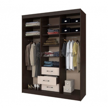 Шкаф-купе 010 Диал (венге/дуб белфорт), Материалы: ЛДСП; ПВХ; ДВП;, Зеркало; Металл, Цвет: Венге/Дуб белфорт