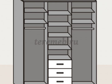 Шкаф-купе 010 Диал (венге/дуб белфорт), Артикул Ш-3030, Размеры (ДхГхВ): 1602 х 570 х 2216 мм