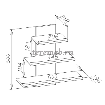 Полка навесная ПК-8 (белый шагрень), Артикул П-3058, Размеры (ДхГхВ): 600 х 196 х 600 мм