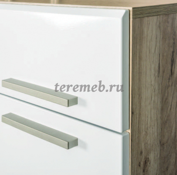 Комод Лайн 13.121, Материалы: ЛДСП; МДФ; ПВХ; ДВП; Металл; Пластик, Цвет: Дуб крафт серый/Белый глянец