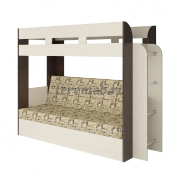 Кровать-диван Карамель 75 (анкор светлый/бодега тёмный/ткань газета) - фото товара, ракурс 1