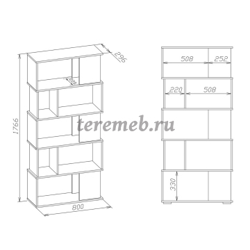 Стеллаж СТ-12 Сокол (дуб сонома/белый), цена 7350 руб. - фото товара, ракурс 2