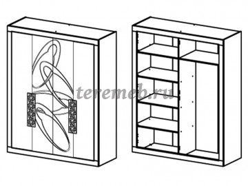 Шкаф для одежды Эллипс МН-118-04, Материалы: ЛДСП; МДФ; ПВХ; ДВП; Металл, Цвет: Капучино глянец/Светло-коричневый глянец