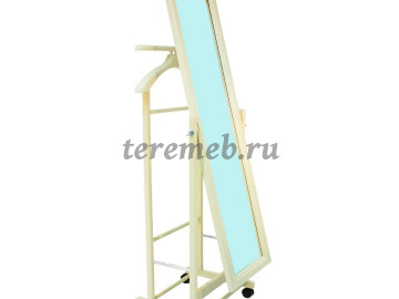 Вешалка костюмная с зеркалом Сиэтл WI, Материалы: Дерево; Металл, Цвет: Белый, Слоновая кость