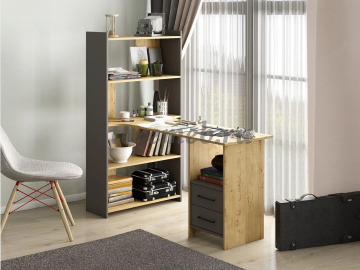 Стол компьютерный Бруно (дуб вотан/серый графит) - фото товара, ракурс 1