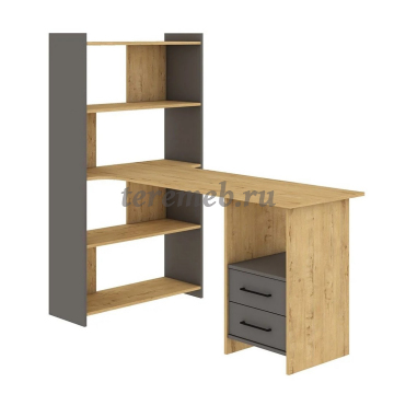 Стол компьютерный Бруно (дуб вотан/серый графит), цена 9500 руб. - фото товара, ракурс 2