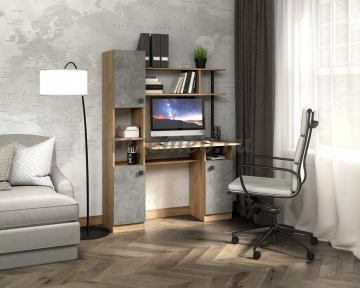 Стол компьютерный СК-7 Бител (дуб крафт золотой/бетон серый) - фото товара, ракурс 1