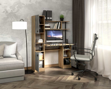 Стол компьютерный СК-7 Бител (дуб крафт золотой/бетон серый), цена 7850 руб. - фото товара, ракурс 2