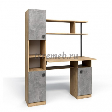 Стол компьютерный СК-7 Бител (дуб крафт золотой/бетон серый), Артикул СК-3237, Размеры (ДхГхВ): 1200 х 500 х 1600 мм