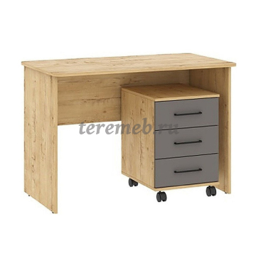 Стол письменный с тумбой Бруно (дуб вотан/серый графит) - фото товара, ракурс 1