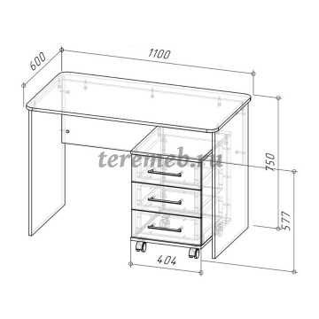 Стол письменный с тумбой Бруно (дуб вотан/серый графит), цена 7600 руб. - фото товара, ракурс 2