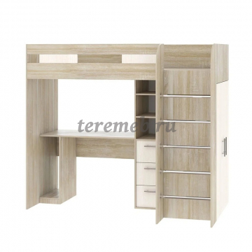 Кровать-чердак Лео (дуб сонома/белый), цена 32850 руб. - фото товара, ракурс 2