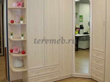 Шкаф угловой Гарун 400 с зеркалом, Артикул 4100807, Размеры (ДхГхВ): (850х850) х 490 х 2216 мм