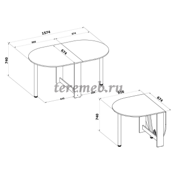 Стол-книжка СП-17 (белый), Материалы: ЛДСП; ПВХ; Металл, Цвет: Металлик/Белый