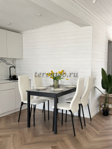 Обеденная группа: Стол Эльдо (120х70) (чёрный) + Стулья Волна-ромб (чёрный) - фото товара, ракурс 1