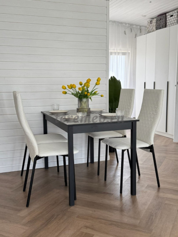 Обеденная группа: Стол Эльдо (120х70) (чёрный) + Стулья Волна-ромб (чёрный), Артикул КК-3361, Размеры (ДхГхВ): cтол обеденный:, 1200 х 700 х 750 мм, стул:, 450 х 595 х 980 мм