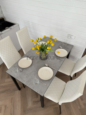 Обеденная группа: Стол Эльдо (120х70) (чёрный) + Стулья Волна-ромб (чёрный), Производитель: Долорес, Страна: Россия