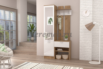 Прихожая Иннэс-3 (дуб крафт золотой/белый глянец), цена 11550 руб. - фото товара, ракурс 2