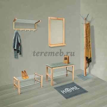 Вешалка для одежды SHT-CR11 Альберо (прозрачный лак/металлик), Материалы: Дерево; Металл, Цвет: Прозрачный лак/Алюминиевый металлик