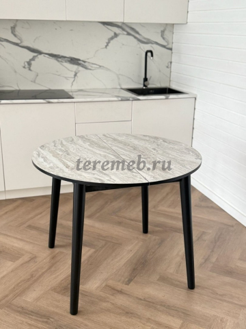 Обеденная группа: Стол раздвижной Универсальный круглый + Стулья Элион (чёрный) - фото товара, ракурс 4