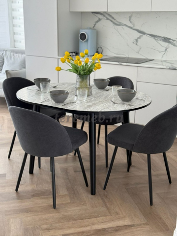 Обеденная группа: Стол раздвижной Универсальный круглый + Стулья Элион (чёрный), цена 18200 руб. - фото товара, ракурс 2