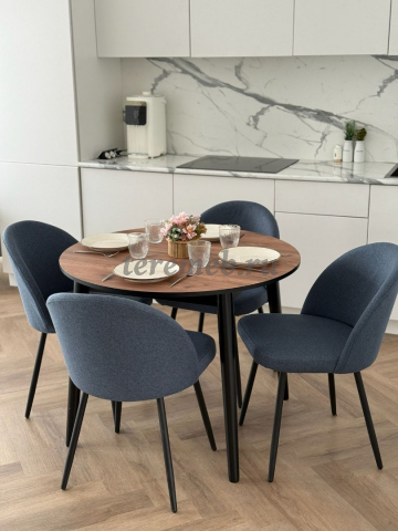 Обеденная группа: Стол раздвижной Универсальный круглый (чёрн.) + Стулья Элион (чёрный) - фото товара, ракурс 1