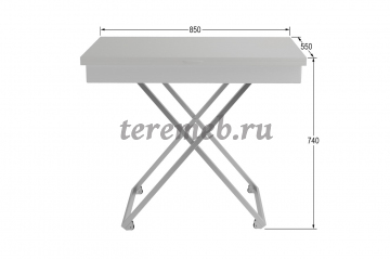 Стол-трансформер Андрэ Хром (белый), Материалы: ЛДСП; ПВХ; Металл; Пластик, Цвет опор: Хром, Цвет столешницы: Белый