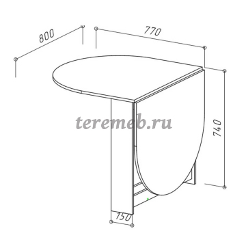Стол-книжка Раскладной овальный (хром/дуб сонома), Артикул С-3470, Размеры (ДхГхВ): в сложенном виде:, 770 х 800 х 740 мм, в разложенном виде:, 1430 х 800 х 740 мм