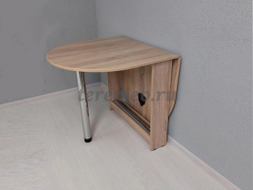 Стол-книжка Раскладной овальный (хром/дуб сонома) - фото товара, ракурс 1