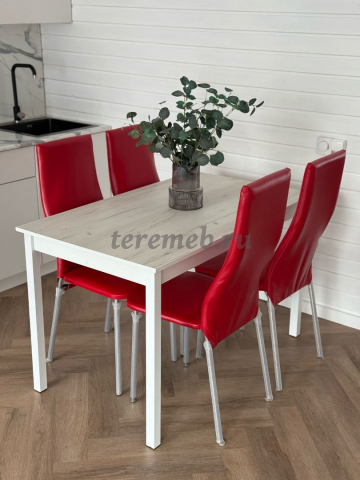 Обеденная группа: Стол Эльдо ЛДСП (120х70) + Стулья Айви (хром) - фото товара, ракурс 1